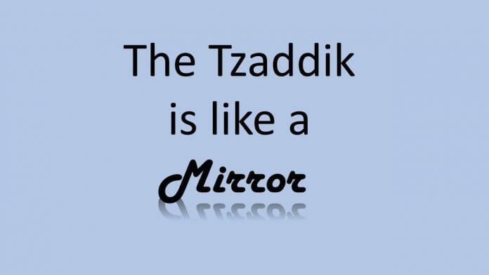 Mirror-writing of 'The Tzaddik is like a 'Mirror'