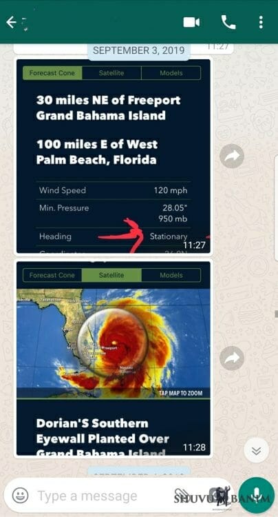 Hurricane Dorian "stationary" over the Bahamas