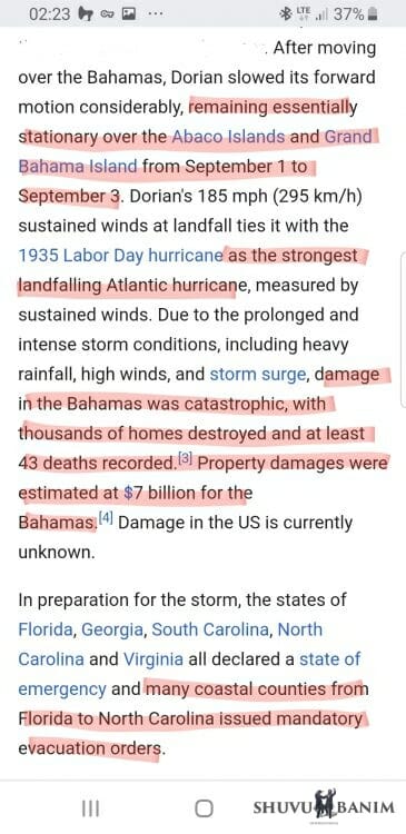 Hurricane Dorian stops before reaching Florida