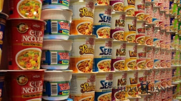 Stacks of pot noodles